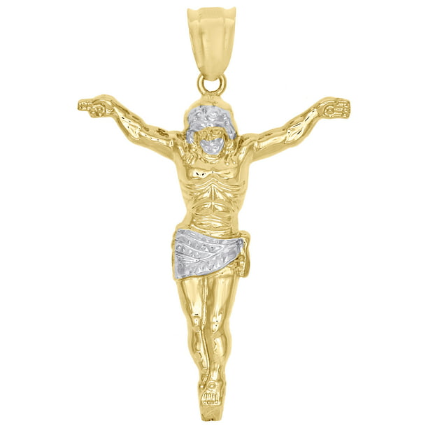 Details about   14 K Solid gold 0.10 Ctw Natural Diamond Divinity Jesus Christ Cross Pendant